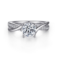 Gabriel & Co. Aleesa 14K White Gold Round Twisted Diamond Engagement Ring img1