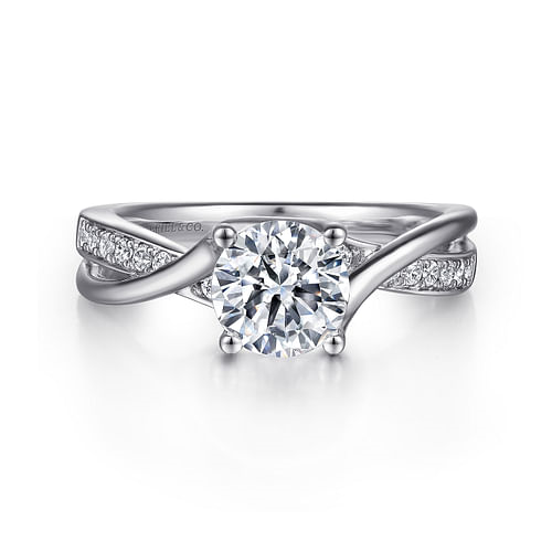 Gabriel & Co. Aleesa 14K White Gold Round Twisted Diamond Engagement Ring img1