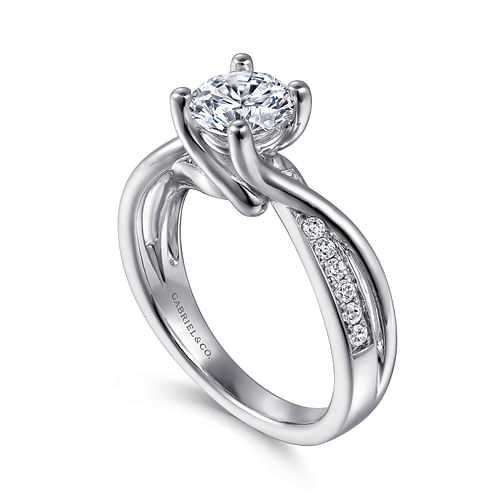 Gabriel & Co. Aleesa 14K White Gold Round Twisted Diamond Engagement Ring img2