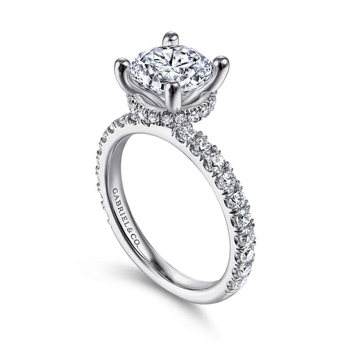 Gabriel & Co. Alina 14K White Gold Hidden Halo Round Diamond Engagement Ring img2