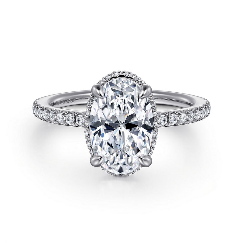 Gabriel & Co. Allesia 14K White Gold Oval Cut Hidden Halo Diamond Engagement Ring img1