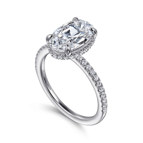 Gabriel & Co. Allesia 14K White Gold Oval Cut Hidden Halo Diamond Engagement Ring img2