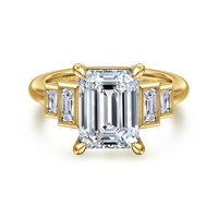 Gabriel & Co. Andre 14K Yellow Gold Emerald Cut Diamond Engagement Ring img1