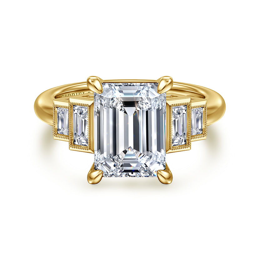 Gabriel & Co. Andre 14K Yellow Gold Emerald Cut Diamond Engagement Ring img1