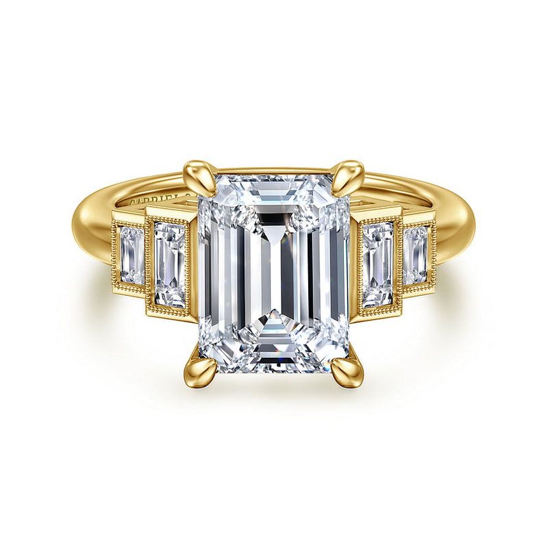 Gabriel & Co. Andre 14K Yellow Gold Emerald Cut Diamond Engagement Ring img1