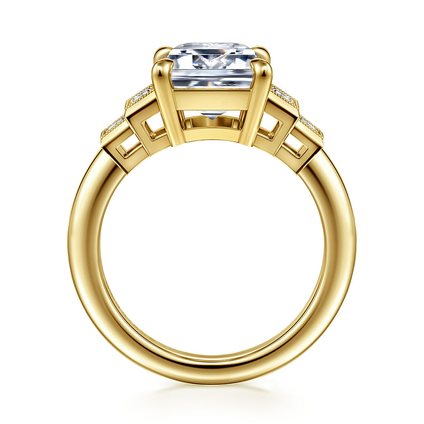 Gabriel & Co. Andre 14K Yellow Gold Emerald Cut Diamond Engagement Ring img3