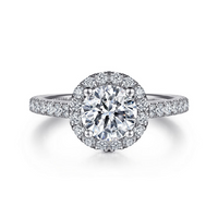 Gabriel & Co. Angela 14K White Gold Round Halo Diamond Engagement Ring img1