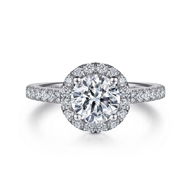 Gabriel & Co. Angela 14K White Gold Round Halo Diamond Engagement Ring img1