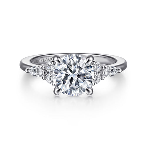 Gabriel & Co. Avah 14K White Gold Round Diamond Cluster Engagement Ring img1
