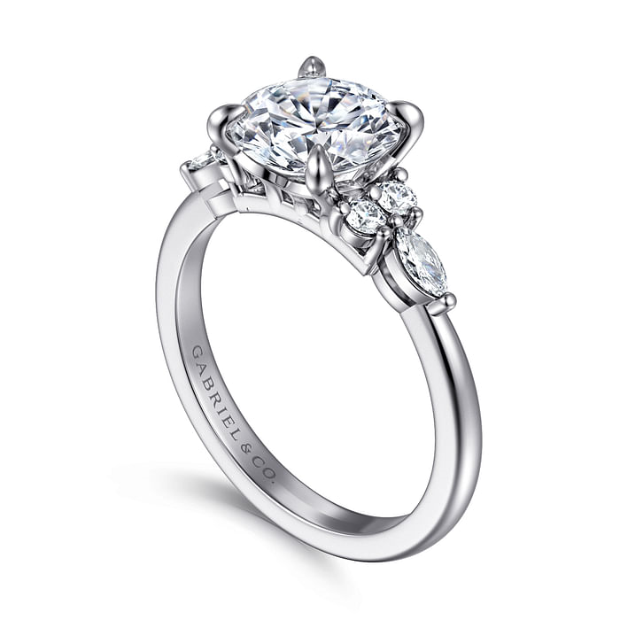 Gabriel & Co. Avah 14K White Gold Round Diamond Cluster Engagement Ring img2