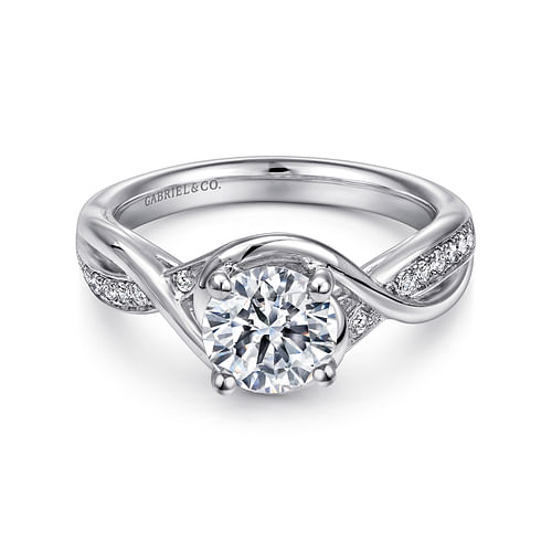 Gabriel & Co. Bailey 14K White Gold Round Twisted Diamond Channel Set Engagement Ring img1
