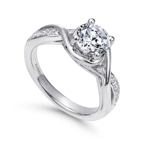 Gabriel & Co. Bailey 14K White Gold Round Twisted Diamond Channel Set Engagement Ring img2