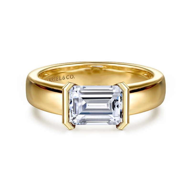 Gabriel & Co. Bara 14K Yellow Gold Emerald Cut Diamond Engagement Ring img1