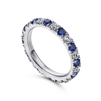 Gabriel & Co. Bari 14K White Gold French Pave Set Sapphire and Diamond Eternity Band - 0.67 Carats Diamond img1