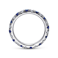 Gabriel & Co. Bari 14K White Gold French Pave Set Sapphire and Diamond Eternity Band - 0.67 Carats Diamond img3