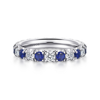 Gabriel & Co. Bari 14K White Gold French Pave Set Sapphire and Diamond Eternity Band - 0.95 Carats Diamond img2