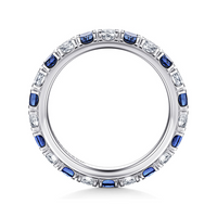 Gabriel & Co. Bari 14K White Gold French Pave Set Sapphire and Diamond Eternity Band - 0.95 Carats Diamond img3