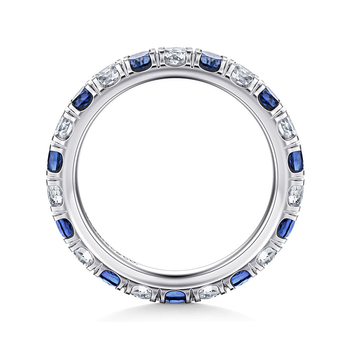 Gabriel & Co. Bari 14K White Gold French Pave Set Sapphire and Diamond Eternity Band - 0.95 Carats Diamond img3