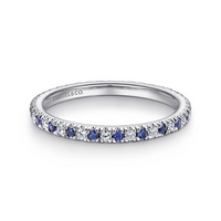 Gabriel & Co. Bari 14K White Gold French Pave Set Sapphire and Diamond Eternity Band - French Pave img2