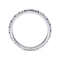 Gabriel & Co. Bari 14K White Gold French Pave Set Sapphire and Diamond Eternity Band - French Pave img3