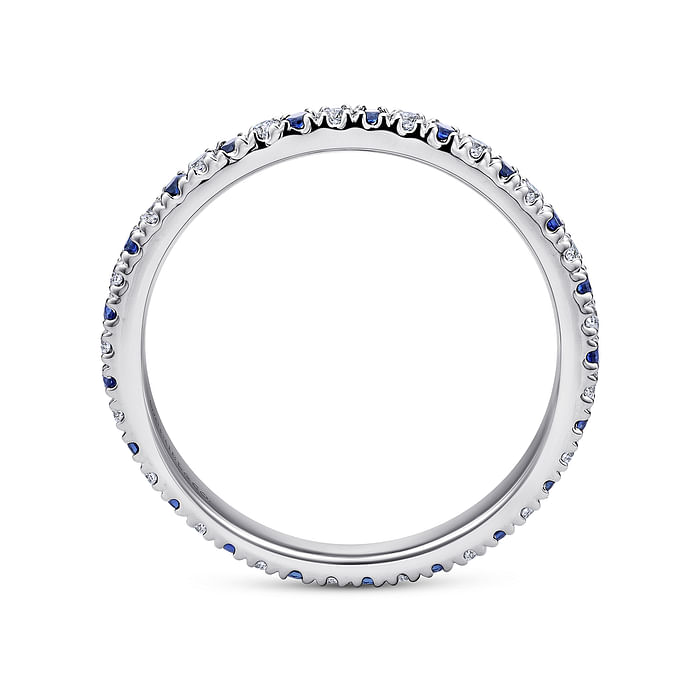 Gabriel & Co. Bari 14K White Gold French Pave Set Sapphire and Diamond Eternity Band - French Pave img3