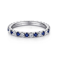 Gabriel & Co. Bari 14K White Gold French Pave Set Sapphire and Diamond Eternity Band - Sapphire Diamond img2