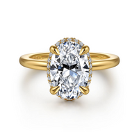 Gabriel & Co. Bonnie 14K Yellow Gold Oval Hidden Halo Diamond Engagement Ring img1