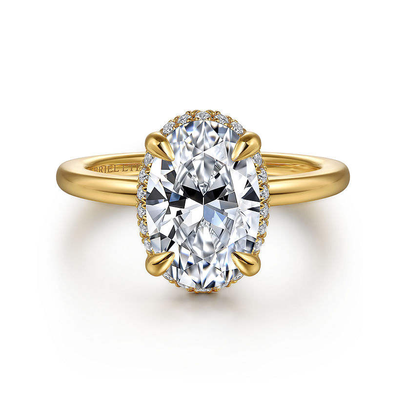 Gabriel & Co. Bonnie 14K Yellow Gold Oval Hidden Halo Diamond Engagement Ring img1