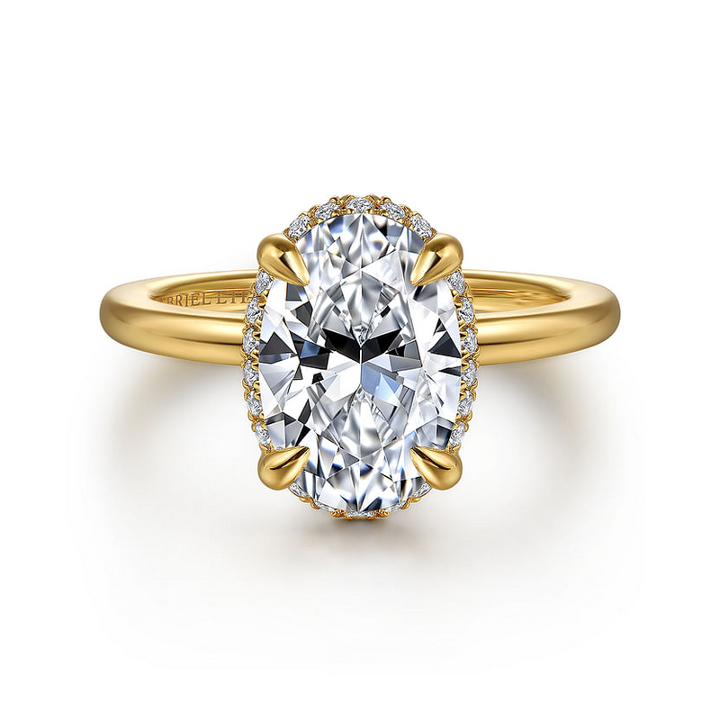 Gabriel & Co. Bonnie 14K Yellow Gold Oval Hidden Halo Diamond Engagement Ring img1