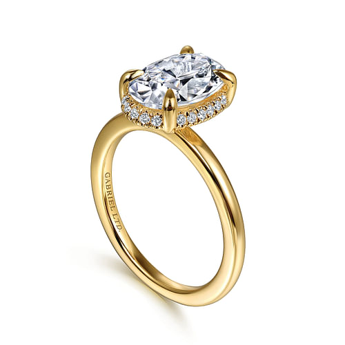 Gabriel & Co. Bonnie 14K Yellow Gold Oval Hidden Halo Diamond Engagement Ring img2