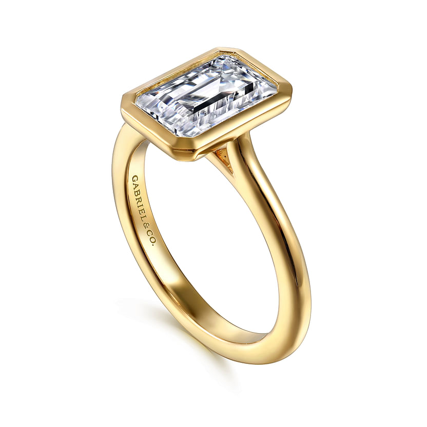 Gabriel & Co. Brooke 14K Yellow Gold Emerald Cut Bezel Set Diamond Engagement Ring img2