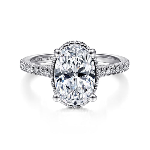 Gabriel & Co. Camden 14K White Gold Hidden Halo Oval Diamond Engagement Ring img1