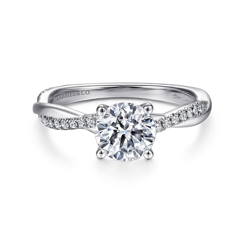 Gabriel & Co. Campana 14K White Gold Round Diamond Engagement Ring img1