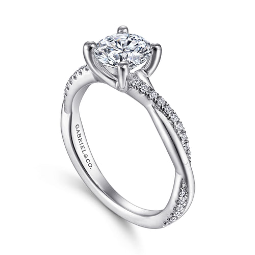 Gabriel & Co. Campana 14K White Gold Round Diamond Engagement Ring img2