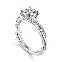 Gabriel & Co. Campana 14K White Gold Round Diamond Engagement Ring img2
