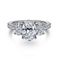 Gabriel & Co. Camra 14K White Gold Oval Three Stone Diamond Engagement Ring img1