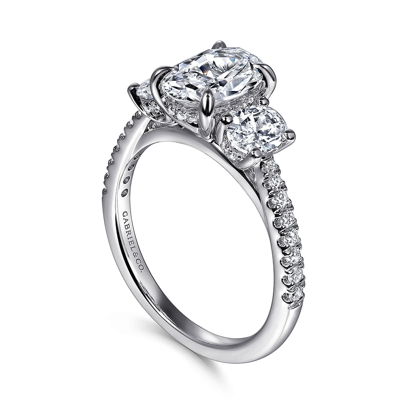 Gabriel & Co. Camra 14K White Gold Oval Three Stone Diamond Engagement Ring img2