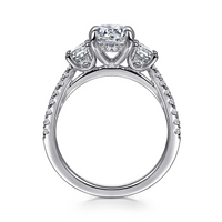 Gabriel & Co. Camra 14K White Gold Oval Three Stone Diamond Engagement Ring img3