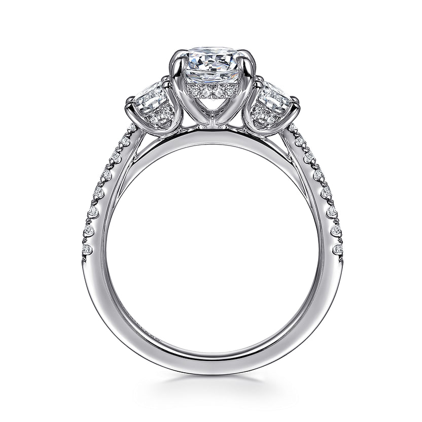 Gabriel & Co. Camra 14K White Gold Oval Three Stone Diamond Engagement Ring img3