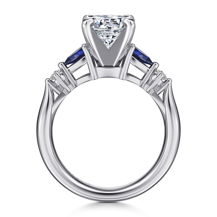 Gabriel & Co. Carrie 14K White Gold Round Five Stone Sapphire and Diamond Engagement Ring img3