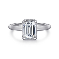 Gabriel & Co. Catallina 14K White Gold Emerald Cut Halo Diamond Engagement Ring img1
