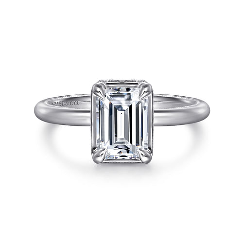 Gabriel & Co. Catallina 14K White Gold Emerald Cut Halo Diamond Engagement Ring img1