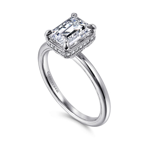 Gabriel & Co. Catallina 14K White Gold Emerald Cut Halo Diamond Engagement Ring img2