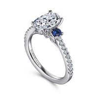 Gabriel & Co. Chantal 14K White Gold Oval Three Stone Sapphire and Diamond Engagement Ring img2