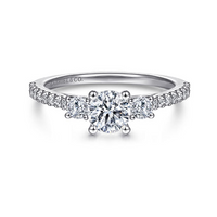 Gabriel & Co. Chantal 14K White Gold Round Three Stone Diamond Engagement Ring img1