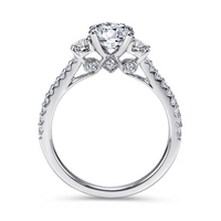 Gabriel & Co. Chantal 14K White Gold Round Three Stone Diamond Engagement Ring img3