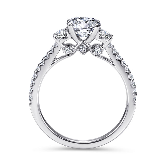 Gabriel & Co. Chantal 14K White Gold Round Three Stone Diamond Engagement Ring img3