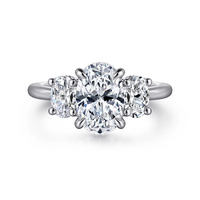 Gabriel & Co. Charisa 14K White Gold Oval Three Stone Diamond Engagement Ring - 0.70ct img1