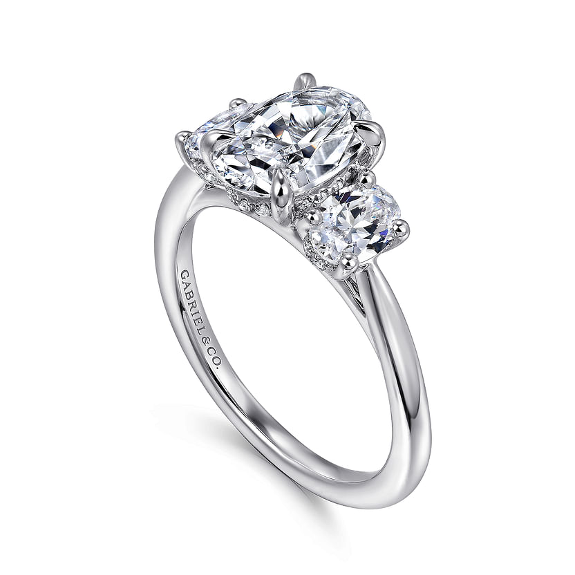 Gabriel & Co. Charisa 14K White Gold Oval Three Stone Diamond Engagement Ring - 0.70ct img2