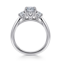 Gabriel & Co. Charisa 14K White Gold Oval Three Stone Diamond Engagement Ring - 0.70ct img3